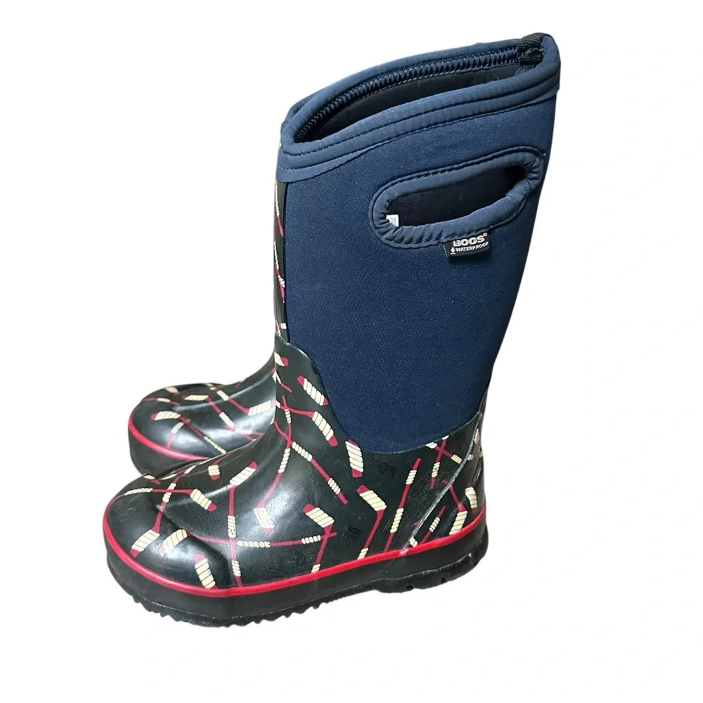 Bogs Classic Hockey Winter Boots Black Red‎ White Toddler Size 11